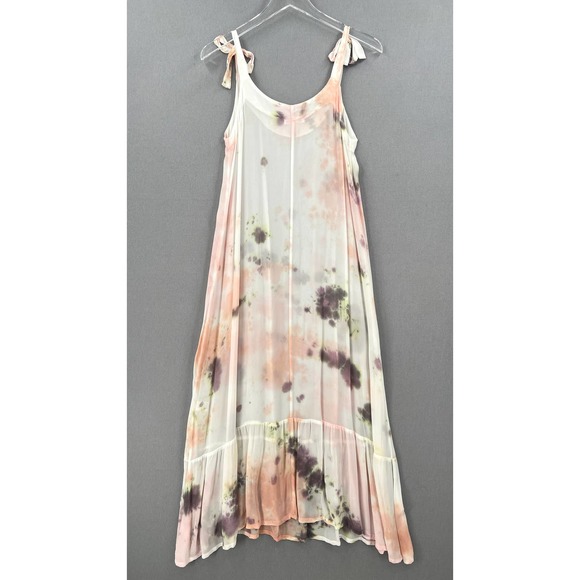 LACAUSA Coco Dress Womens Small White Tie Dye Jewel Wash Tie Shoulder Maxi - Picture 4 of 16